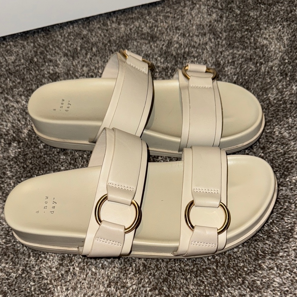 A New Day Cream Sandals with Metallic Buckles